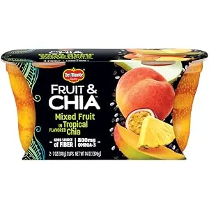 DEL MONTE FRUIT AND CHIA FRUIT CUP Snacks, Peaches in Strawberry Dragon Fruit, 12 Pack, 7 oz - fruit chia