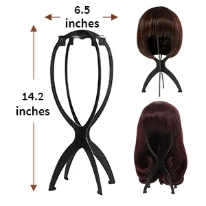 Dreamlover Wig Stand, Wig Head Stand for Multiple Wigs, Black, 3 Pack 14.2 Inch (Pack of 3) Black - Dimension Details