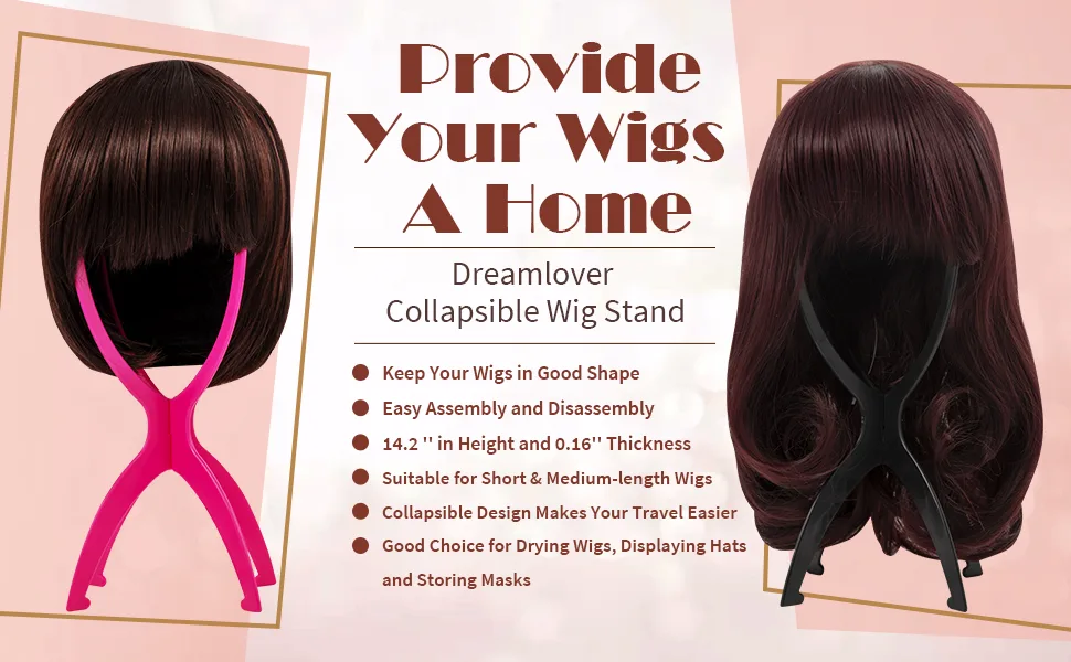 Dreamlover Wig Stand, Wig Head Stand for Multiple Wigs, Black, 3 Pack 14.2 Inch (Pack of 3) Black - product information 2