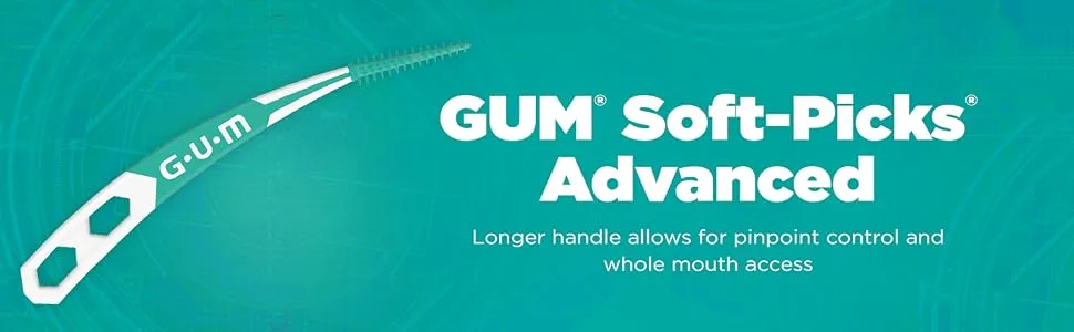 GUM - 6504R6 Soft-Picks Advanced Dental Picks, 60 Count (Pack of 6) - gum soft-picks advanced floss