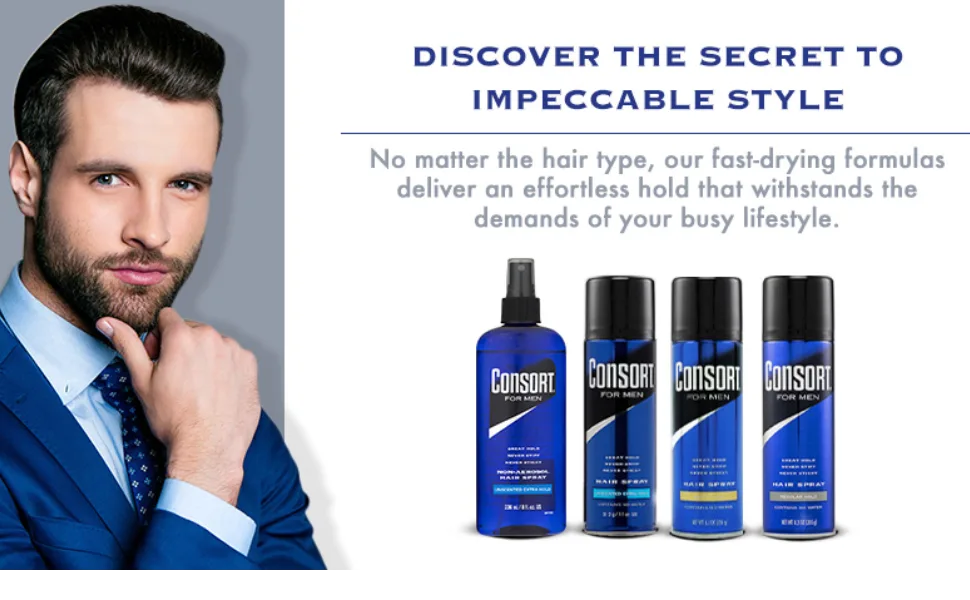 Consort Extra Hold Hair Spray Unscented 8.3 Oz 8.3 Ounce (Pack of 1) Unscented Extra Hold Aerosol - Consort Banner 2