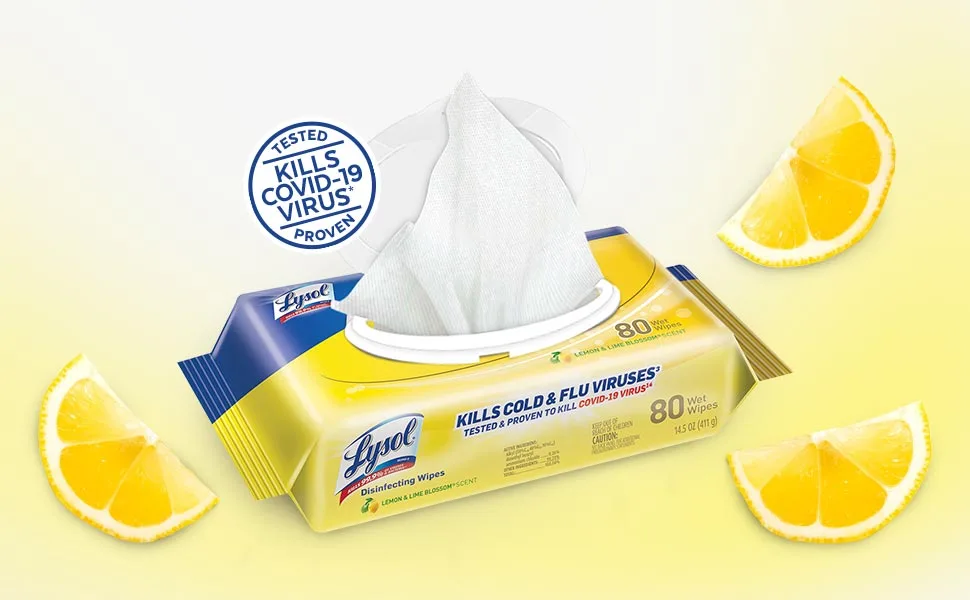 Lysol Disinfectant Handi-Pack Wipes, Multi-Surface Antibacterial Cleaning Wipes, For Disinfecting and Cleaning, Lemon and Lime Blossom, 320 Count (Pack of 4) - Lysol Flatpack Wipes - Lemon 80ct