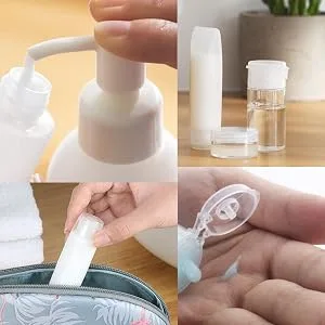 Bekith 12 Pack Travel Size Plastic Squeeze Bottles for Liquids, 30ml/1oz Makeup Toiletry Refillable Cosmetic Containers For Shampoo,Conditioner,Lotion,Toiletries - Plastic Squeeze Bottles