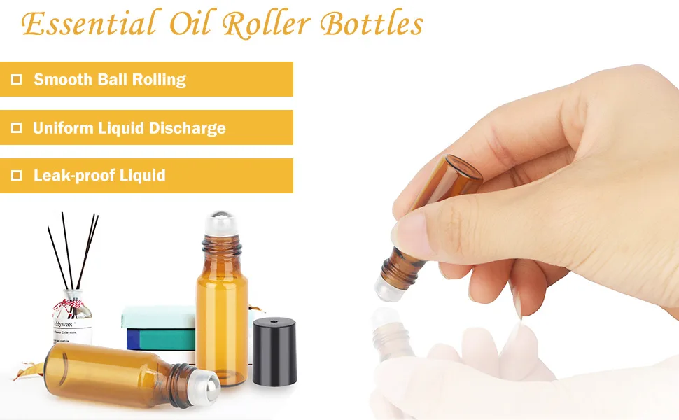 Essential Oil Roller Bottles, 24 Pack Amber Glass Roller Bottles 5ml, Roller Balls for Essential Oils, Roll on Bottles by Easytle (96 Pieces Labels, 4 Funnels, 4 Dropper, 2 Opener) - Amber Essential Oil Roller Bottles_4