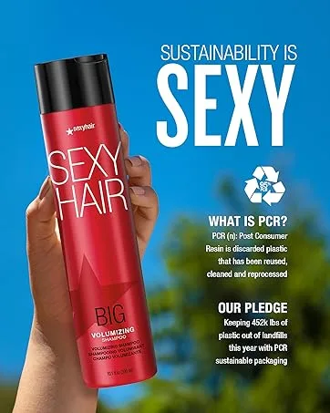 SexyHair Big Volume Flex Texture Spray with Microfiber Technology | Builds Flexible Fullness | Provides Volume Up to 2x Volume Flex | 5.8 fl oz - SexyHair Sustainability Module