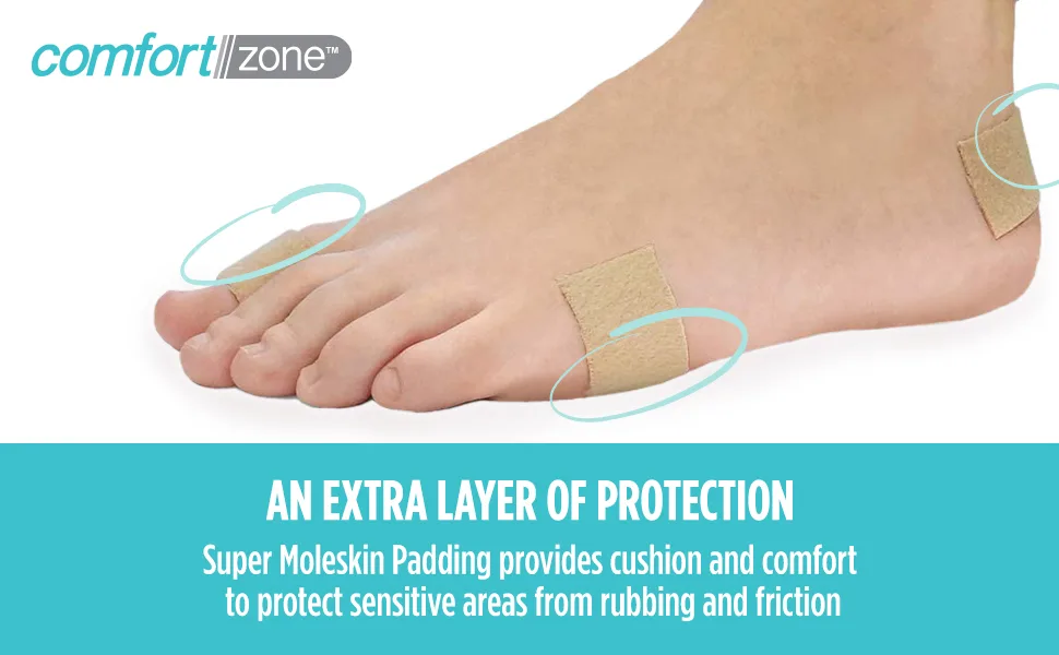 Comfort Zone Super Moleskin Padding, Protects Tender Areas of The Foot from Friction, Light Brown, 3 Count, Pack of 3 - An Extra Layer of Protection