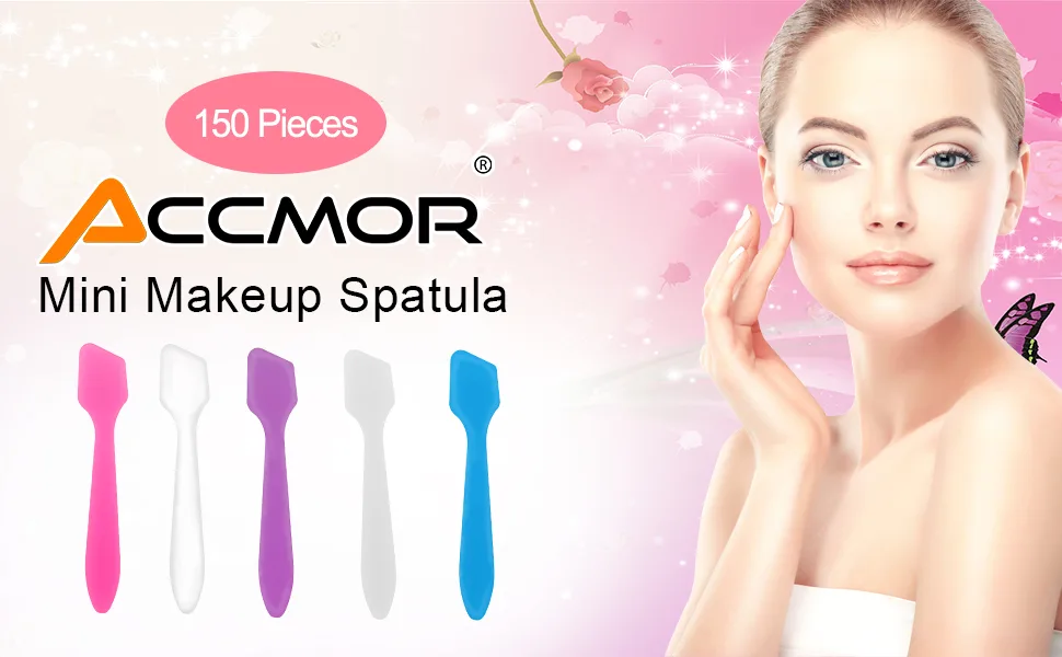 150 Pack MINI Makeup Spatulas, Reusable Cream Tip Spatulas Frosted Cosmetic Spatulas Scoops by Accmor 150 Piece Set - Makeup Spatulas