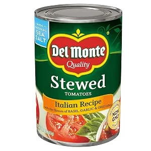 Del Monte Canned Stewed Tomatoes with Basil, Garlic and Oregano, 14.5 Ounce (Pack of 12) - Del Monte Canned Stewed Tomatoes