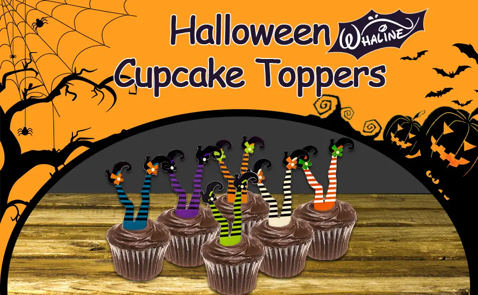 Whaline Halloween Cupcake Toppers Witch Boot Paper Cupcake Decorations for Cupcake Dish Decoration Party Supplies, 30 Pack - product information 32