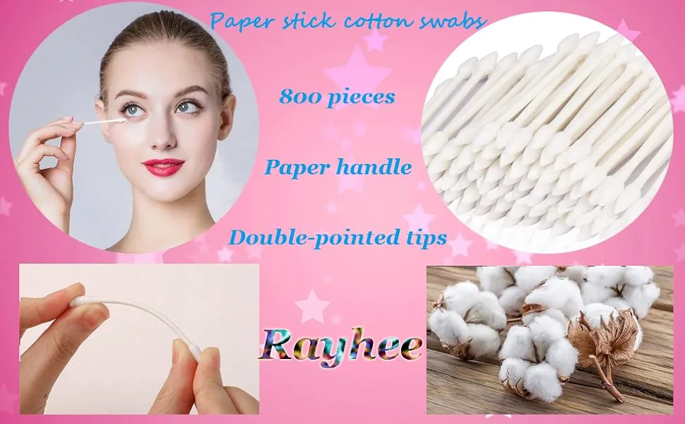 800 Pieces Cotton Swabs  Double Precision Tips with Paper Stick  4 Packs  200 Pieces 1 Pack (Double-Pointed Shape) 800 pcs - 0009