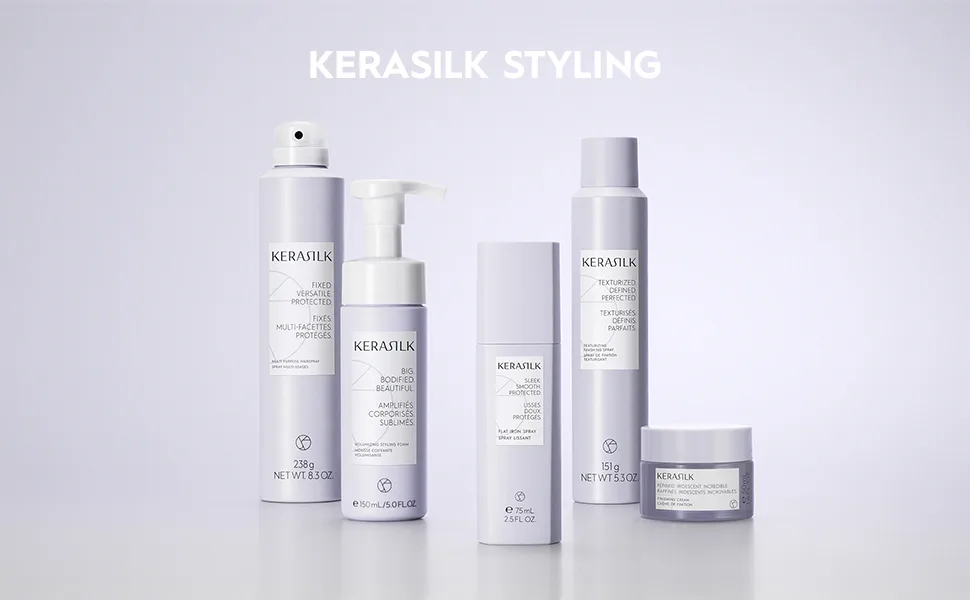 KERASILK Texturizing Finishing Spray | Flexible Hold | Creates Natural Texture Volume & Body | Anti Humidity Effect | With Heat Protection 200ml - kerasilk styling; mousse; texturizing spray; hairpsray; finishing cream; flat iron spray