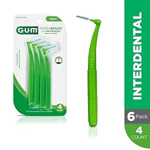 GUM - 10070942302835 Proxabrush Go-Betweens Interdental Brushes, Angle Cleaner, Tight, 4 Count (Pack of 6) 24 Brushes Brushes - product information 2