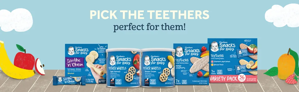 Gerber Snacks for Baby Teethers, Gentle Teething Wafers, Strawberry Apple Spinach, 1.7 Ounce, 12 Count Box (Pack of 6) - Pick the Teethers perfect for them!