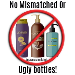 Artanis Home Silkscreened Empty Shower Bottle Set for Shampoo, Conditioner, and Body Wash, Cosmo/Bullet 16 oz 3-Pack, White (Black Pumps) - no mismatch bottles