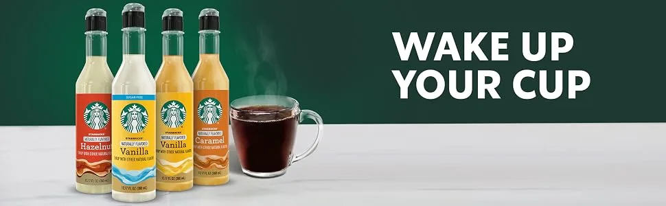 Starbucks Naturally Flavored Coffee Syrup, Sugar Free Vanilla, Pack of 4 - Wake Up Your Cup