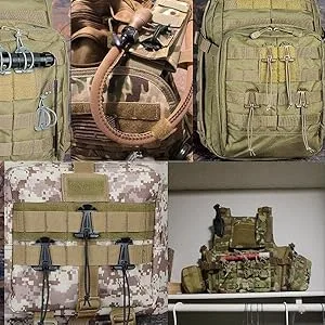 BOOSTEADY Kit of 30 Attachments for Molle Bag Tactical Backpack Vest Belt,D-Ring Grimloc Locking Gear Clip, Web Dominator Elastic Strings, Strap Management Tool Buckle Pack of 30 Coyote Tan - product information 3