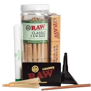 RAW Cones 98 Special: 50 Pack Patented Slow Burning Pre Rolled Cones Rolling Papers & Tips  All Natural RAWthentic, Holds 1 Gram, Green Blazer Tube - RAW Cones Subscriptions offer a 10% subscribe and save discount