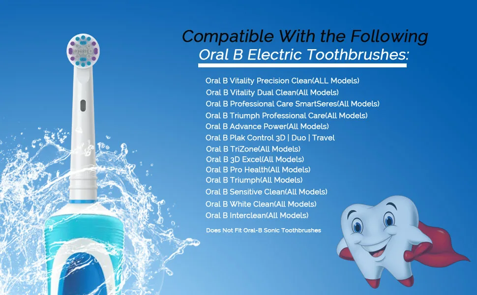 Replacement Toothbrush Heads for Oral-B, 4 Pack Replacement Heads Compatible with Oral B Braun Electric Toothbrush - 4Pack Replacement Toothbrush Heads for Oral-B