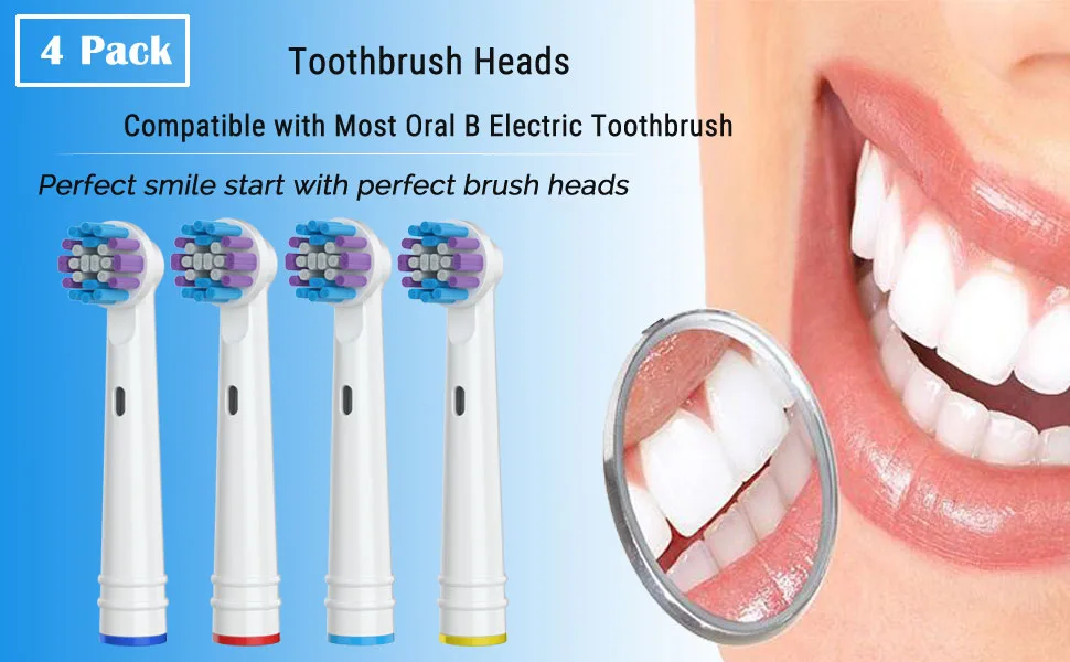 Replacement Toothbrush Heads for Oral-B, 4 Pack Replacement Heads Compatible with Oral B Braun Electric Toothbrush - Replacement Toothbrush Heads for Oral-B, 4 Pack