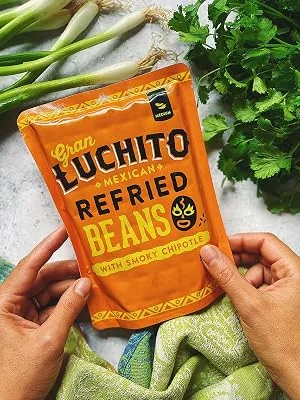 Gran Luchito Mexican Chipotle Refried Beans 15oz (Pack Of Six) - Vegan - Non Gmo - In A Microwavable Pouch - Gran Luchito Refried Beans Chipotle Refried Beans