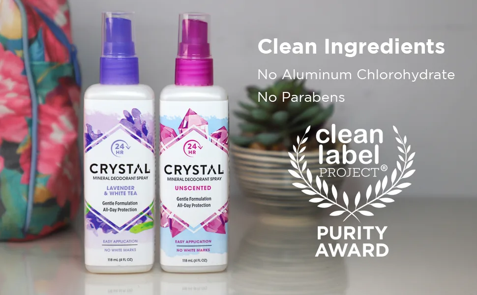 Crystal Essence Mineral Deodorant Spray Chamomile & Green Tea 4 oz - Clean Ingredients