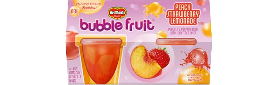 Del Monte Bubble Fruit Peach Strawberry Lemonade, 16 Ounce (4 Count per Pack, Pack of 6) - product information 1