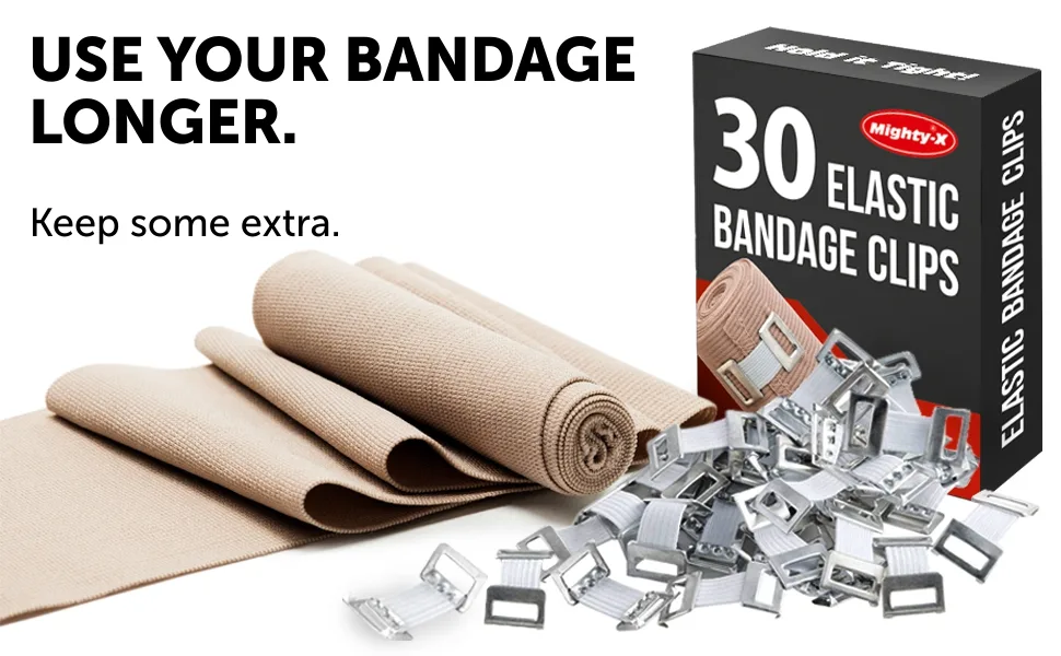 Elastic Bandage Clips - 30 Pack - Bandage Wrap Clips - bandage clips only elastic wrap fasteners for bandages hooks metal clasps compression
