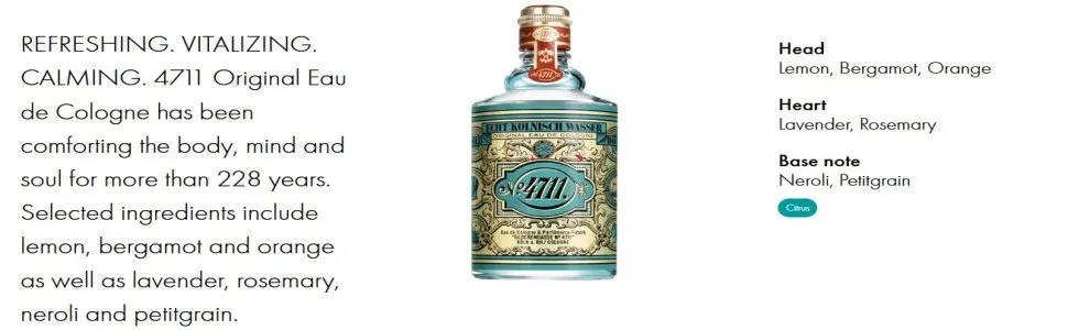 4711 Cologne Splash 3.4 Ounce - product information 3
