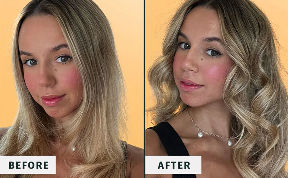 Herbal Essences Volumizing Hairspray Strong Hold Fresh Citrus Scent Pack of 3 24 oz Total - Model with before and after photos
