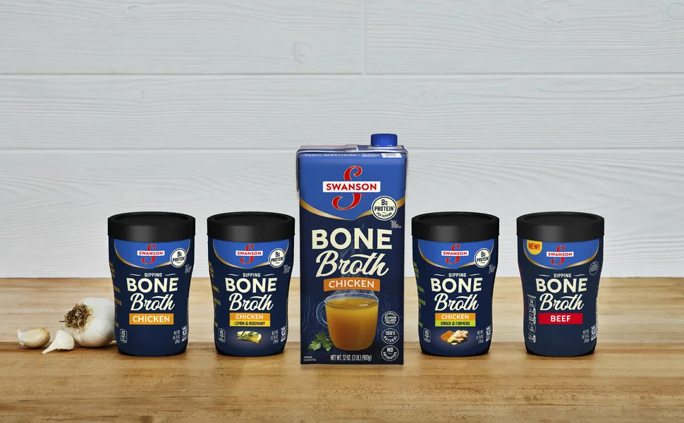 Swanson Sipping Bone Broth, Chicken Bone Broth with Ginger & Turmeric, 10.75 Ounce Sipping Cup (Pack of 8) - swanson sipping bone broth; chicken bone broth; bone broth with collagen protein; healthy snack
