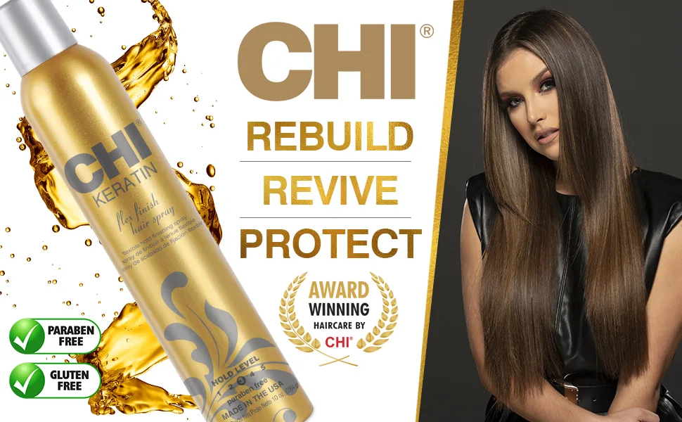 CHI Keratin Flex Finish Hair Spray 10 oz & Helmet Head Extra Firm Hairspray 10 oz - product information 1