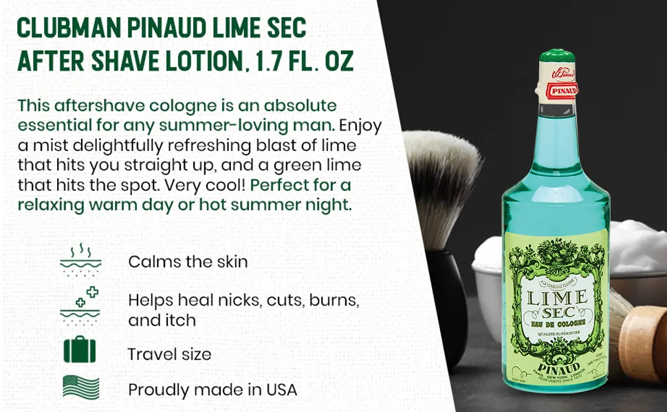 Clubman Pinaud Lime Sec Eau De Cologne Invigorating Citrus Aromatic Fragrance for Men 12.5 Fl Oz - product information 3