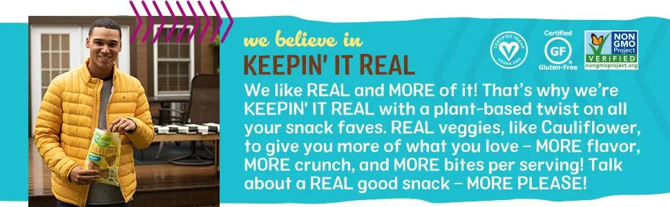 REAL FOOD FROM THE GROUND UP Cauliflower Tortilla Chips - 6Count, 4.5 Oz Bags (Lime) - keepin