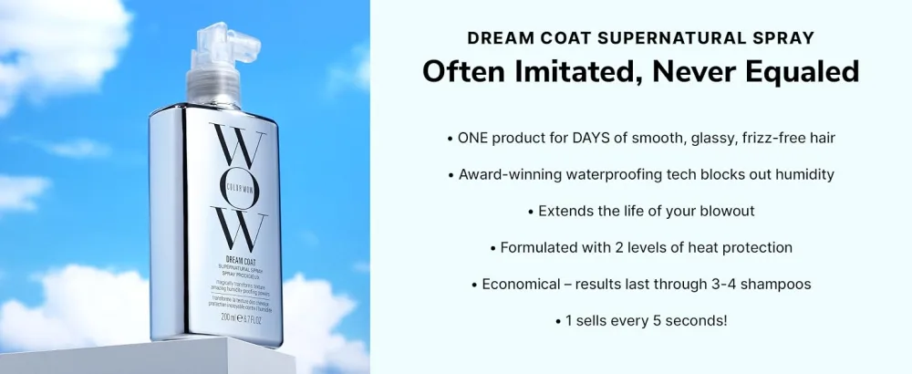 COLOR WOW STYLE ON STEROIDS Texturizing Spray Achieve Instant Sexy Volume and Texture | Non-Sticky & Moisturizing 1.72 Fl Oz (Pack of 5) - Dream Coat