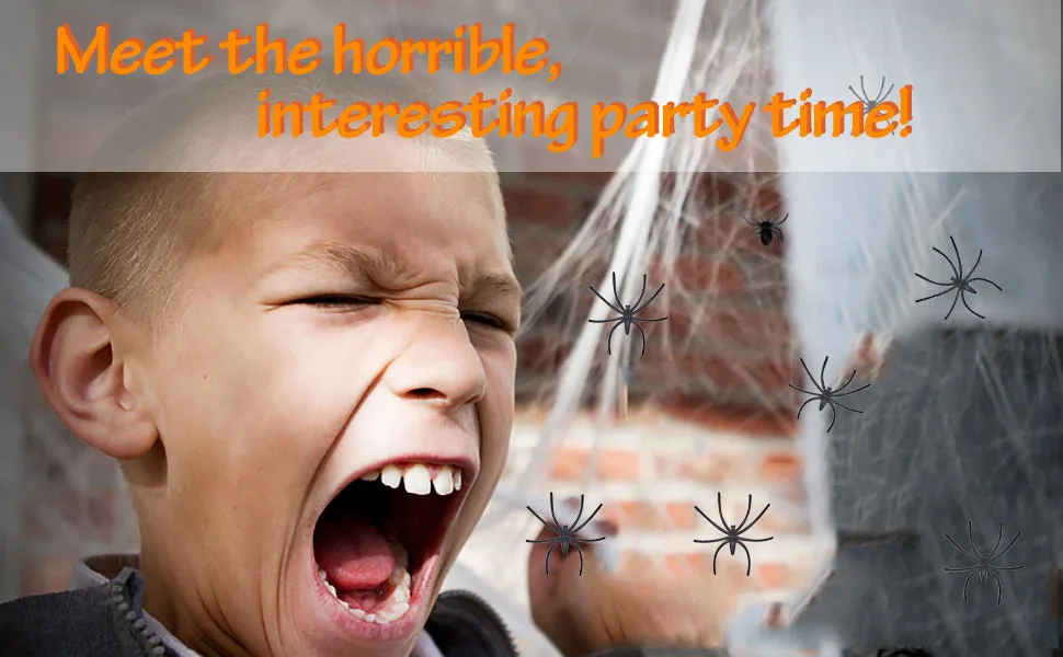 4 Packs Halloween Spider Web With 40 Pieces Plastic Spiders Super Stretchy Cobwebs For Halloween Party Decorations Supplies 2 Colors - Spooky Halloween