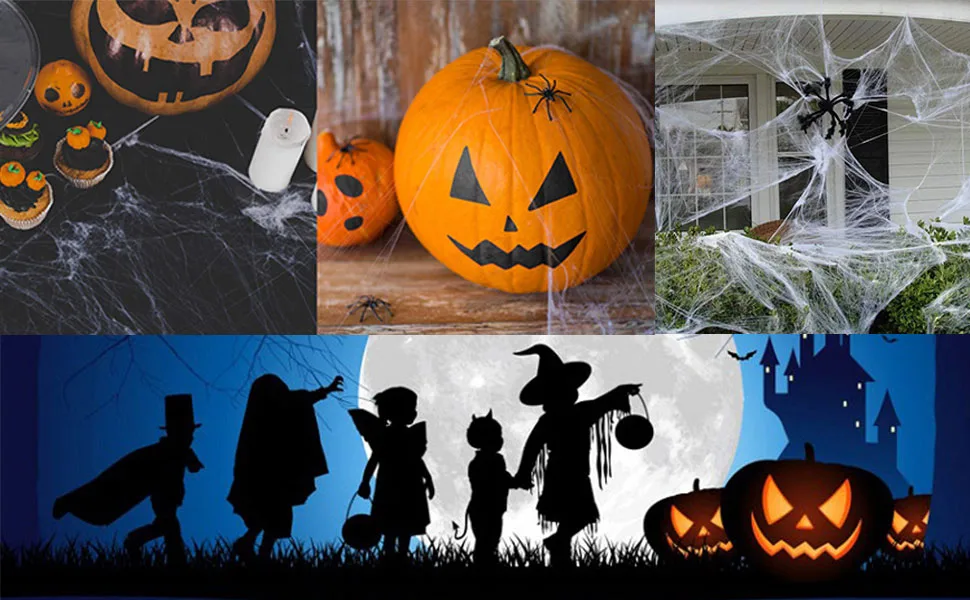 4 Packs Halloween Spider Web With 40 Pieces Plastic Spiders Super Stretchy Cobwebs For Halloween Party Decorations Supplies 2 Colors - Useful decorations for welcoming Halloween