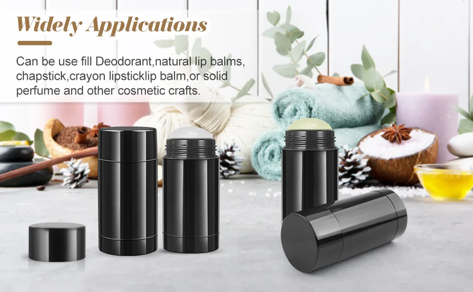 8 Pack 1 Oz Deodorant Containers Empty Black Plastic Twist-up Deodorant Tubes Bottom Filling DIY Travel Refillable Lip Balm Tubes Container - product information 2