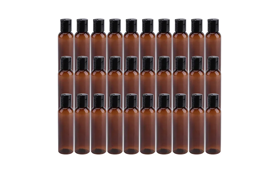 Bekith 30 Pack 4oz Plastic Squeeze Bottles with Disc Top Flip Cap, Empty Amber BPA-Free Refillable Containers For Shampoo, Lotions, Liquid Body Soap, Creams - product information 2