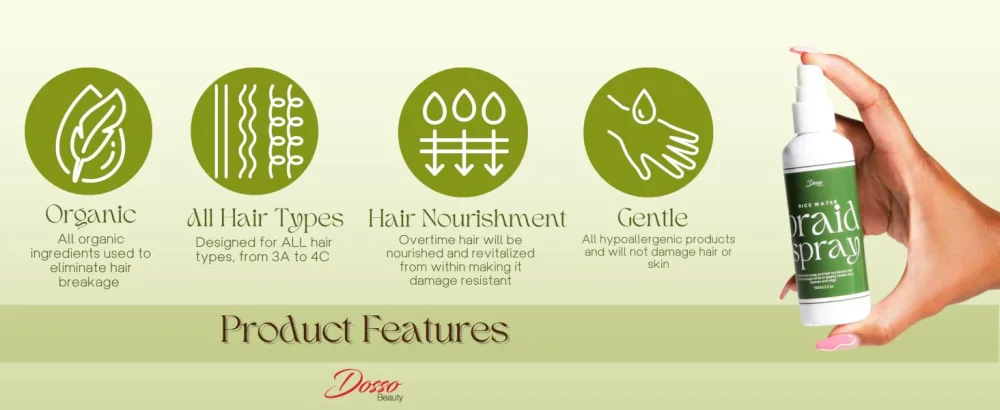 Rice Water Braid Spray Spray Moisturizer for Box Braids Twists & Locs Prevent Breakage & Moisturizes Scalp 100 ml 3.5 oz - Rice Water Braid Spray Product Features