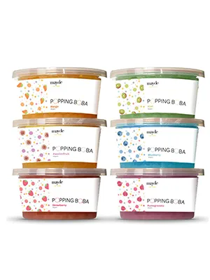 Mayde Bursting Popping Boba Pearls, Strawberry, Mango, Passion Fruit, Kiwi, Blueberry, Pomegranate - 6 Flavor Party Kit (490 gms, 6 pack) - Mayde Popping Boba