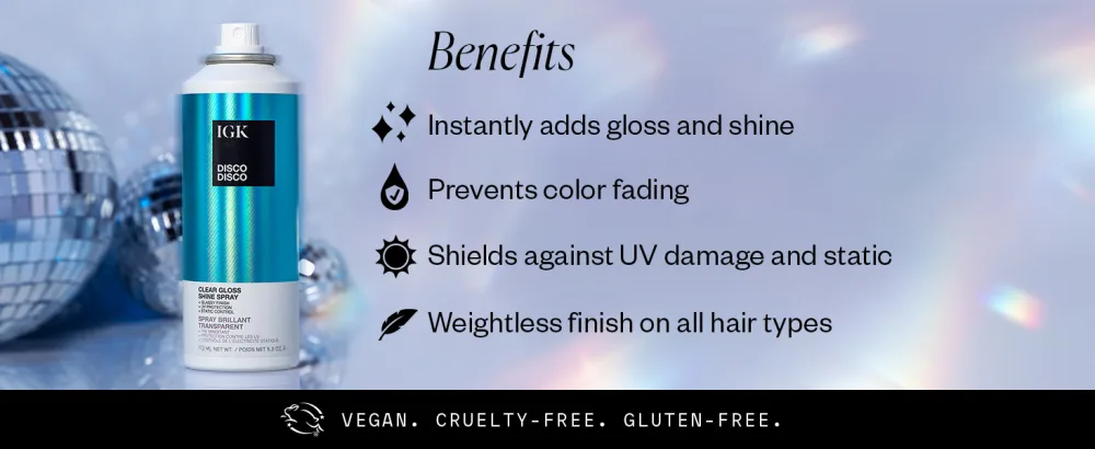 IGK Disco Disco Clear Gloss Shine Spray 73 ml / 2.1 oz - Benefits