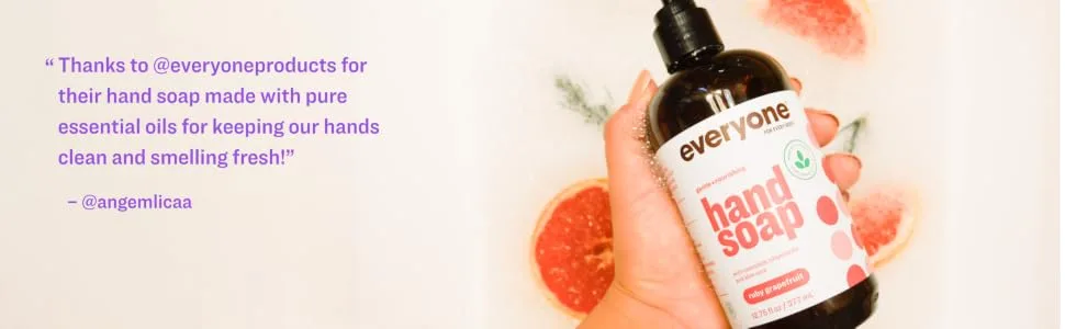 Everyone Liquid Hand Soap, 12.75 Ounce (Pack of 3), Ruby Grapefruit, Plant-Based Cleanser with Pure Essential Oils Ruby Grapefruit 12.75 Ounce, 3 Count - product information 2