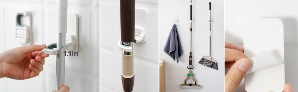 3PACK Broom Holder, Mop Holder, Self Adhesive No Drilling Super Anti-Slip Broom Mop Dustpan Hanger for Home, Kitchen, Garden, Garage Storage. (3-Pack) - product information 7