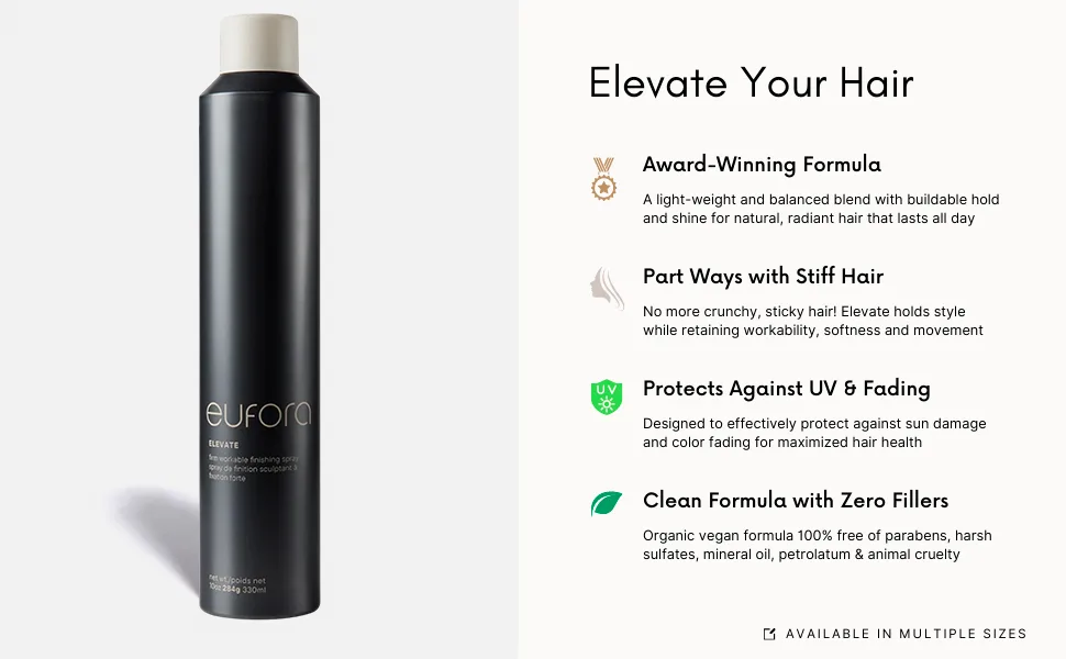 Eufora Elevate Firm Workable Finishing Spray 10 Oz 10 Ounce (Pack of 1) - Eufora Elevate Firm Hold Workable Finishing Hair Spray 10 oz