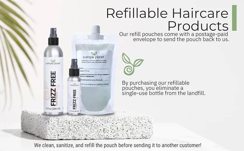 Frizz Free Smoothing Spray (9 Floz Unscented) Unscented 9 Fl Oz (Pack of 1) - A Simple Planet is people-friendly, and zero waste to support a sustainable planet