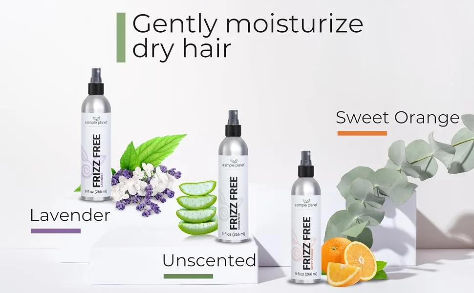 Frizz Free Smoothing Spray (17 Floz Unscented) Unscented 17 Fl Oz (Pack of 1) - A Simple Planet is people-friendly, and zero waste to support a sustainable planet