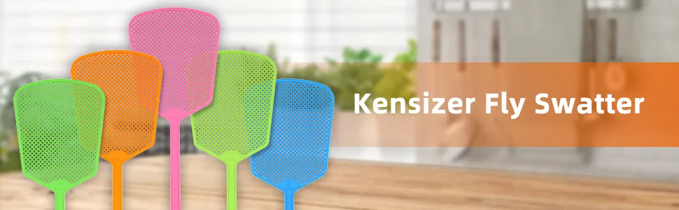 Kensizer 6-Pack Plastic Fly Swatters Heavy Duty, Multi Pack Matamoscas, Jumbo Long Handle Fly Swat Shatter Bulk, Large Bug Swatter That Work for Indoor and Outdoor - Fly Swatter
