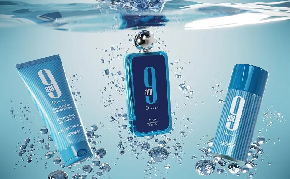 Afnan 9 Am Dive Perfume Gift Set Eau De Parfum (3.4 Oz) Shower Gel (5.0 Oz) Deodorant (5.0 Oz) 9 AM Dive Gift Set - dive-gset-1