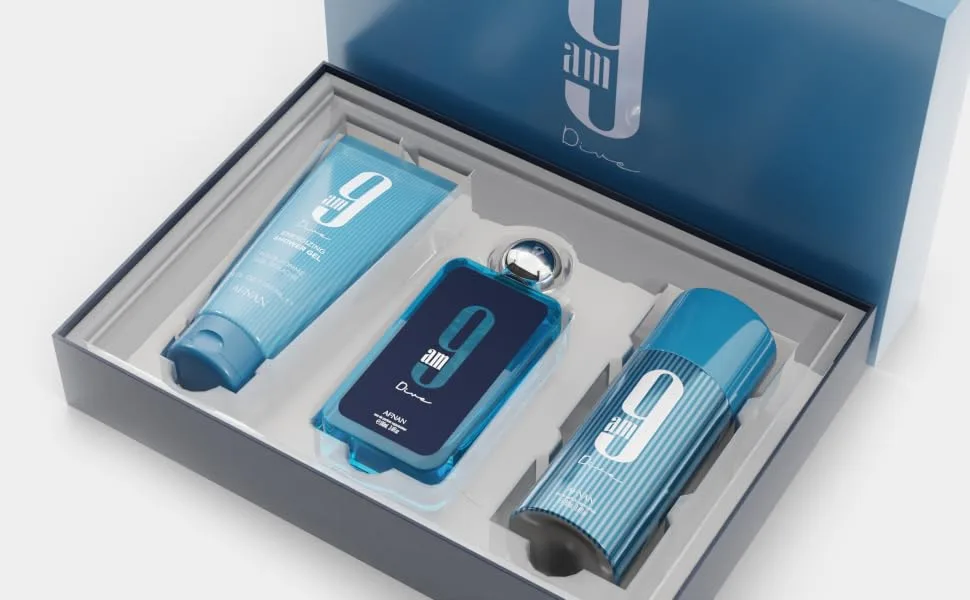 Afnan 9 Am Dive Perfume Gift Set Eau De Parfum (3.4 Oz) Shower Gel (5.0 Oz) Deodorant (5.0 Oz) 9 AM Dive Gift Set - dive gset-2