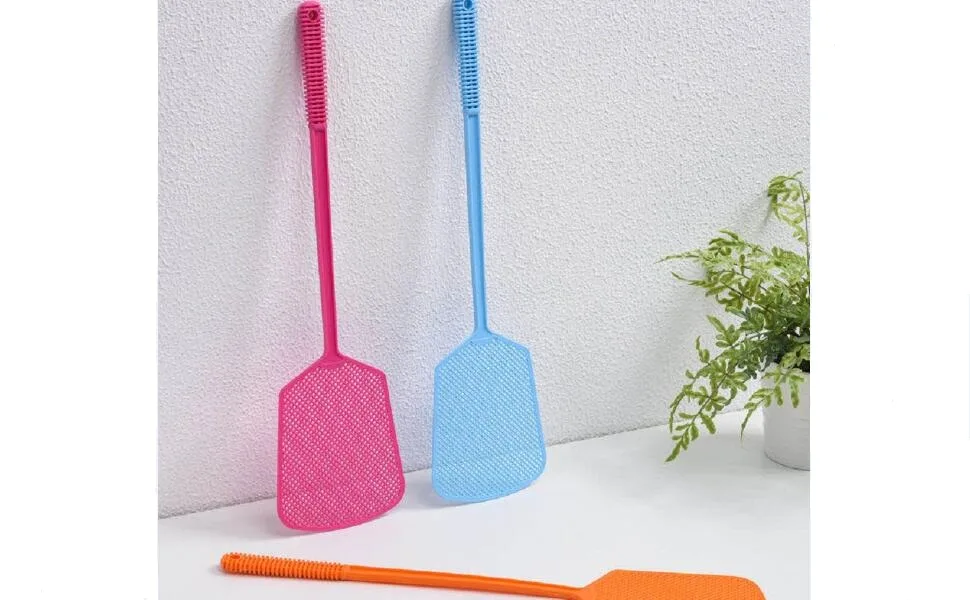 Fly Swatter, 4 Pack Strong Plastic Fly Swat Set with Long Flexible Handle Manual Heavy Duty Fly Swatters Assorted Colors - product information 1